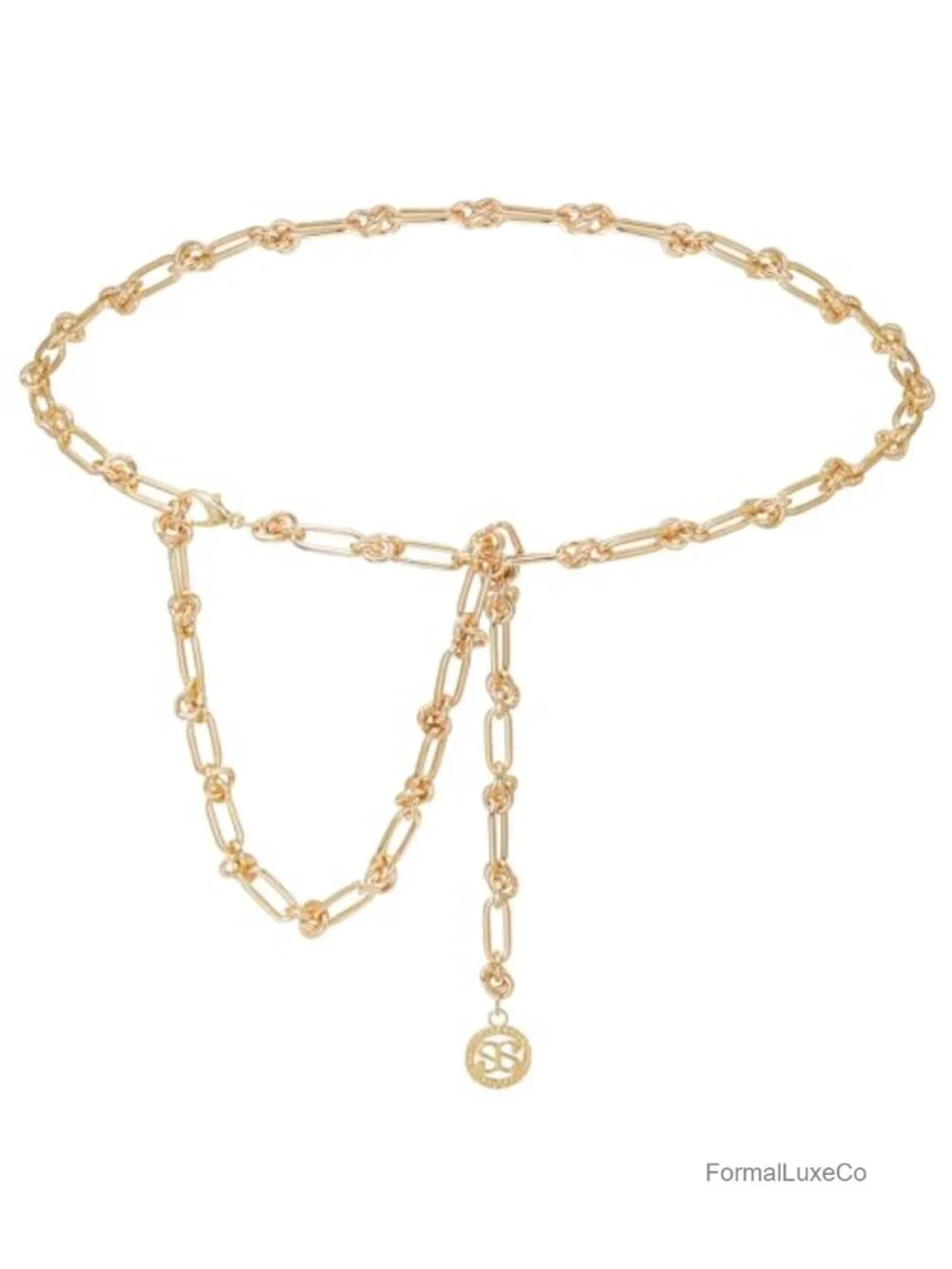 Women's Metal Waist Chain Adjustable Gold Plated Belt for Dresses Jeans